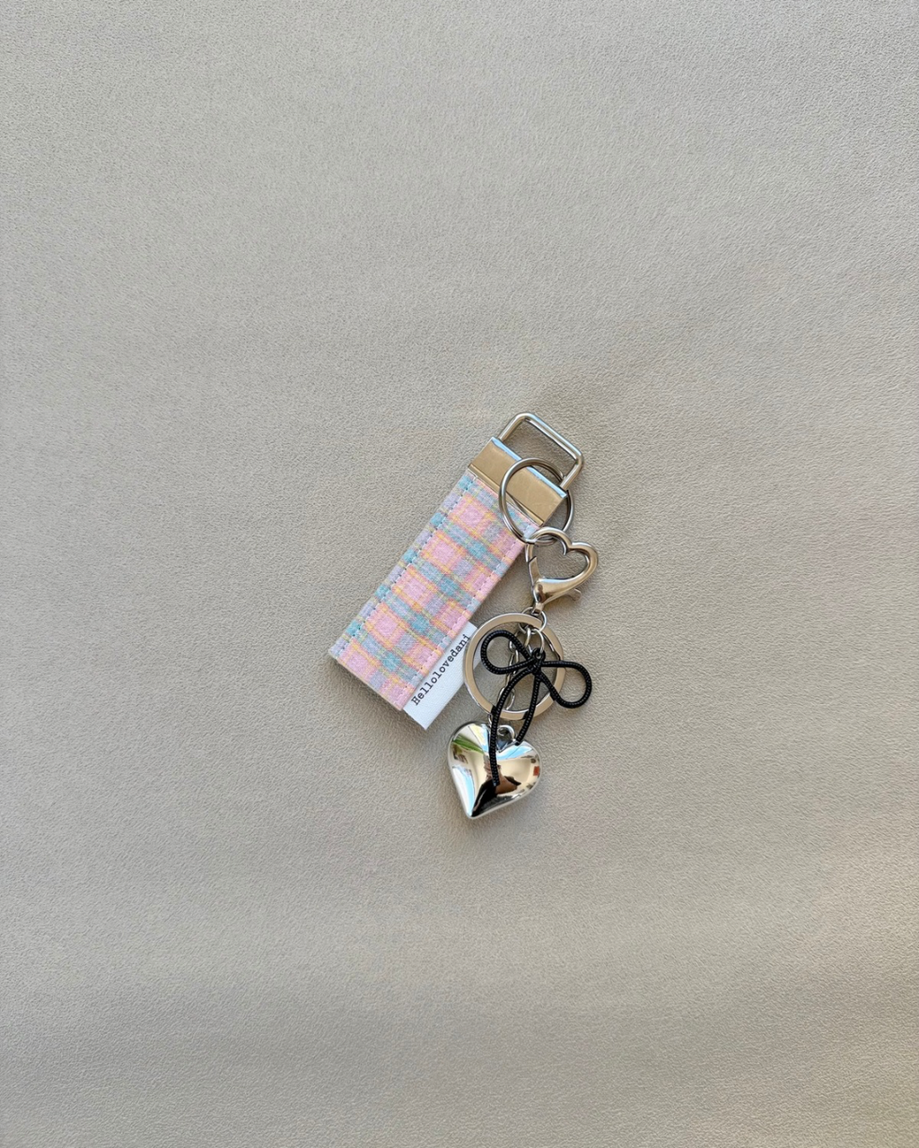 Cotton Candy Heart keyring