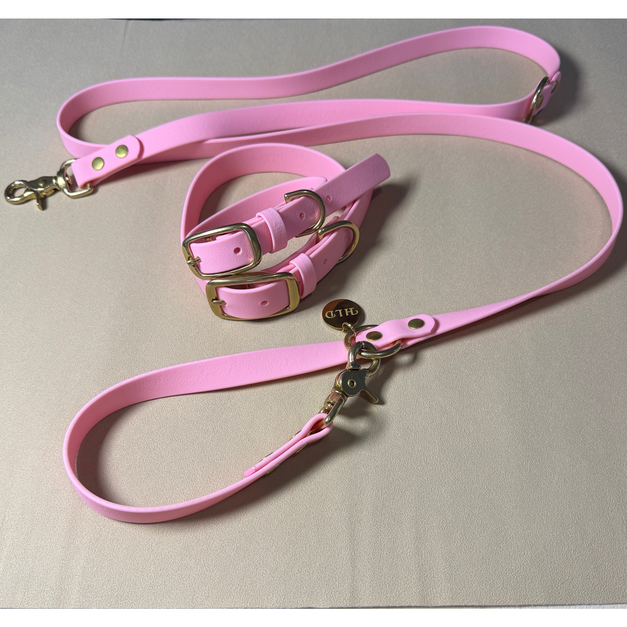 Baby Pink Dog Collar & Leash Set