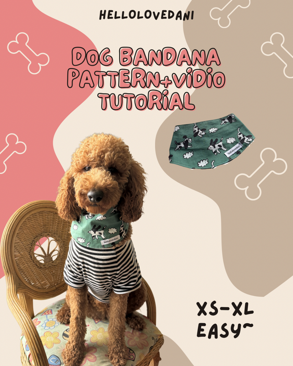 Sewing Pattern PDF Tutorial Dog Bandana & Scrunchie Set